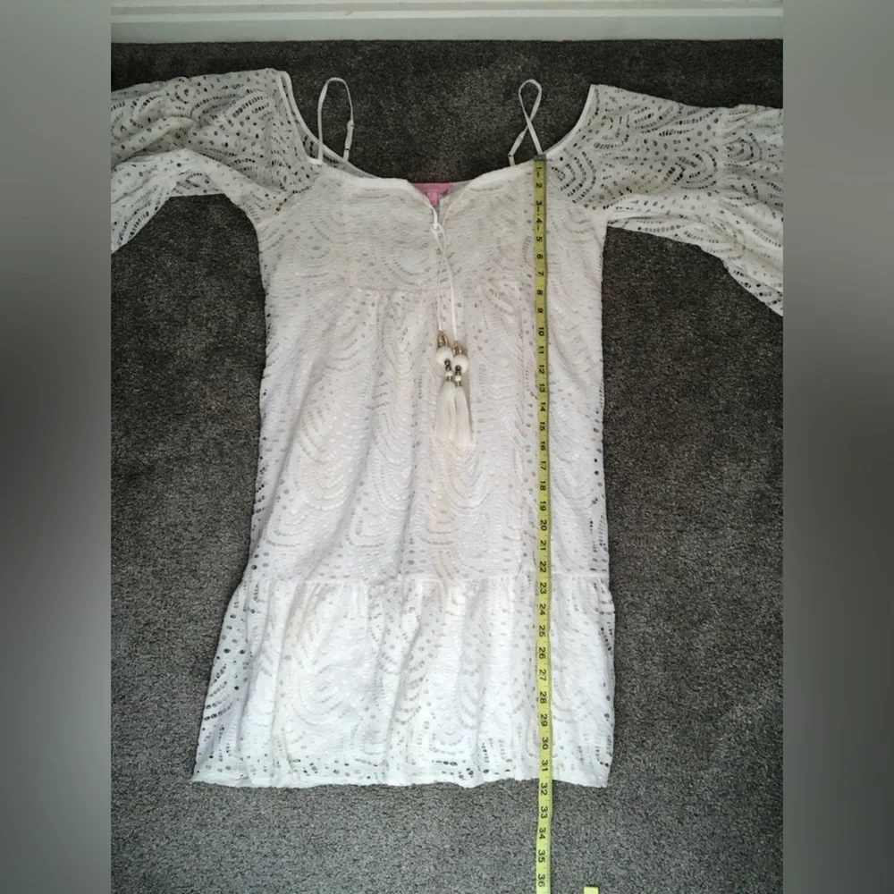 Lilly Pulitzer Alanna Dress in Marine Tropic Lace Resort White Size Medium - Picture 14 of 16